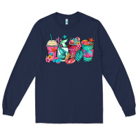Navy mermaid tail coffee cups Long Sleeve Tee - Zillion Design Studio