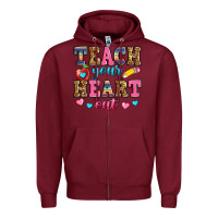 Burgundy teach your heart out Zipper Hoodie - Zillion Design Studio