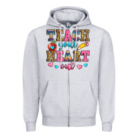 Heather Grey teach your heart out Zipper Hoodie - Zillion Design Studio