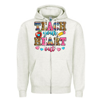 Oatmeal Heather teach your heart out Zipper Hoodie - Zillion Design Studio
