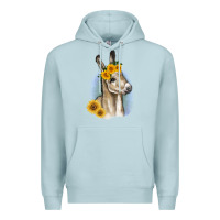 Blue Mist Sunflower Baby Donkey Premium Hoodie - RanaPortraitStore