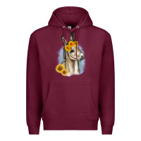 Burgundy Sunflower Baby Donkey Premium Hoodie - RanaPortraitStore