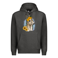 Charcoal Heather Sunflower Baby Donkey Premium Hoodie - RanaPortraitStore