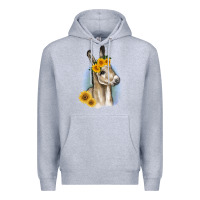 Heather Grey Sunflower Baby Donkey Premium Hoodie - RanaPortraitStore