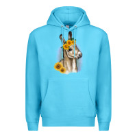 Ocean Blue Sunflower Baby Donkey Premium Hoodie - RanaPortraitStore