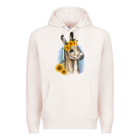Pale Pink Sunflower Baby Donkey Premium Hoodie - RanaPortraitStore