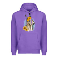 Purple Sunflower Baby Donkey Premium Hoodie - RanaPortraitStore