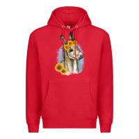 Red Sunflower Baby Donkey Premium Hoodie - RanaPortraitStore