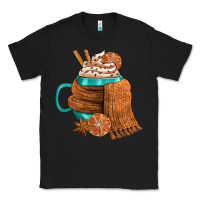 Black Winter Coffee Cup With Scarf Classic Tee - FaDigitalArtStudio
