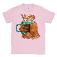 Bubblegum Pink Winter Coffee Cup With Scarf Classic Tee - FaDigitalArtStudio