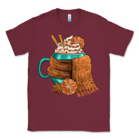 Burgundy Winter Coffee Cup With Scarf Classic Tee - FaDigitalArtStudio