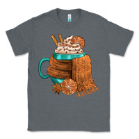 Charcoal Heather Winter Coffee Cup With Scarf Classic Tee - FaDigitalArtStudio