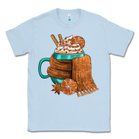 Dusty Blue Winter Coffee Cup With Scarf Classic Tee - FaDigitalArtStudio