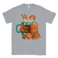 Heather Grey Winter Coffee Cup With Scarf Classic Tee - FaDigitalArtStudio
