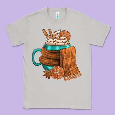Winter Coffee Cup With Scarf Classic Tee Designed By Fadigitalartstudio