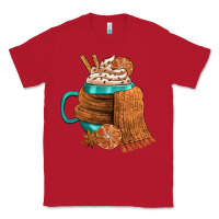 Red Winter Coffee Cup With Scarf Classic Tee - FaDigitalArtStudio