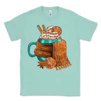 Seafoam Winter Coffee Cup With Scarf Classic Tee - FaDigitalArtStudio