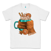 White Winter Coffee Cup With Scarf Classic Tee - FaDigitalArtStudio