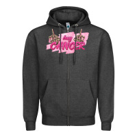 Charcoal Heather Hey Cancer Zipper Hoodie - texasbilliewilder