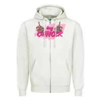 Oatmeal Heather Hey Cancer Zipper Hoodie - texasbilliewilder