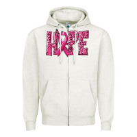 Oatmeal Heather Hope Breast Cancer Zipper Hoodie - texasbilliewilder