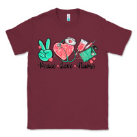 Burgundy peace love nurse Classic Tee - texasbilliewilder
