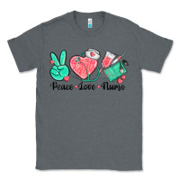 Charcoal Heather peace love nurse Classic Tee - texasbilliewilder