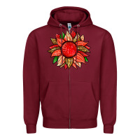 Burgundy strawberry sunflower Zipper Hoodie - Zillion Design Studio