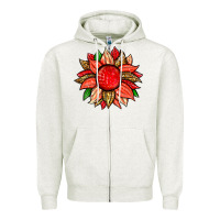 Oatmeal Heather strawberry sunflower Zipper Hoodie - Zillion Design Studio