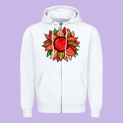 Strawberry Sunflower Zipper Hoodie Designed By Zillion Design Studio