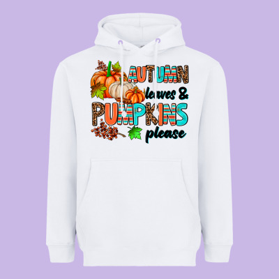 Autumn Leaves Pumpkin Please Heavyweight Hoodie Designed By Adodesignshop
