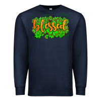 Navy blessed with  shamrocks Premium Sweatshirt - AdoDesignShop