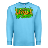 Ocean Blue blessed with  shamrocks Premium Sweatshirt - AdoDesignShop