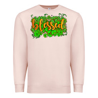 Pale Pink blessed with  shamrocks Premium Sweatshirt - AdoDesignShop