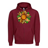 Burgundy pineapple sunflower Zipper Hoodie - Zillion Design Studio