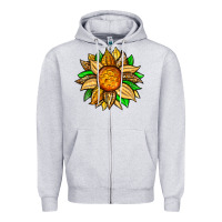 Heather Grey pineapple sunflower Zipper Hoodie - Zillion Design Studio