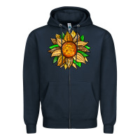 Navy pineapple sunflower Zipper Hoodie - Zillion Design Studio