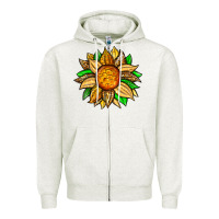Oatmeal Heather pineapple sunflower Zipper Hoodie - Zillion Design Studio