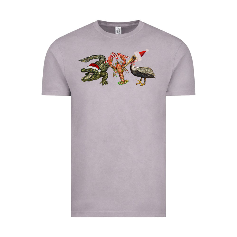 Christmas Alligator Pelican Crawfish Vintage Tee by BarkalooDesign | Teevron