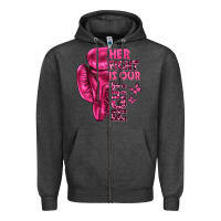 Charcoal Heather Her Fight Is Our Fight Cancer Zipper Hoodie - texasbilliewilder