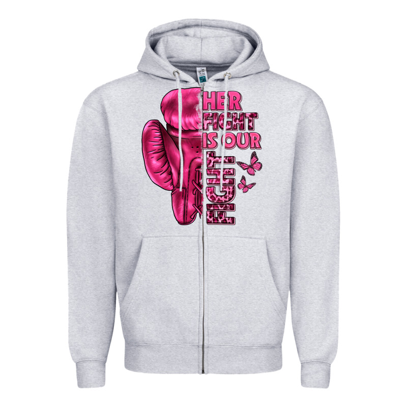 Her Fight Is Our Fight Cancer Zipper Hoodie by texasbilliewilder | Teevron