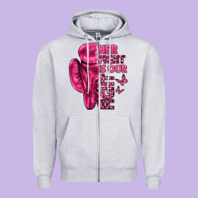 Her Fight Is Our Fight Cancer Zipper Hoodie Designed By Texasbilliewilder