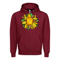 Burgundy lemon sunflower Zipper Hoodie - Zillion Design Studio