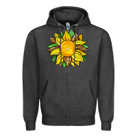 Charcoal Heather lemon sunflower Zipper Hoodie - Zillion Design Studio