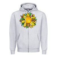 Heather Grey lemon sunflower Zipper Hoodie - Zillion Design Studio