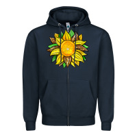 Navy lemon sunflower Zipper Hoodie - Zillion Design Studio