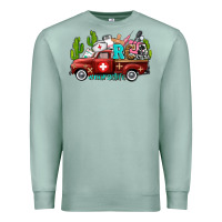Seafoam rca nurse truck with cactus Premium Sweatshirt - AdoDesignShop
