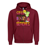 Burgundy girls weekend booze and bitches Zipper Hoodie - Zillion Design Studio