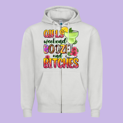 Girls Weekend Booze And Bitches Zipper Hoodie Designed By Zillion Design Studio