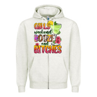Oatmeal Heather girls weekend booze and bitches Zipper Hoodie - Zillion Design Studio